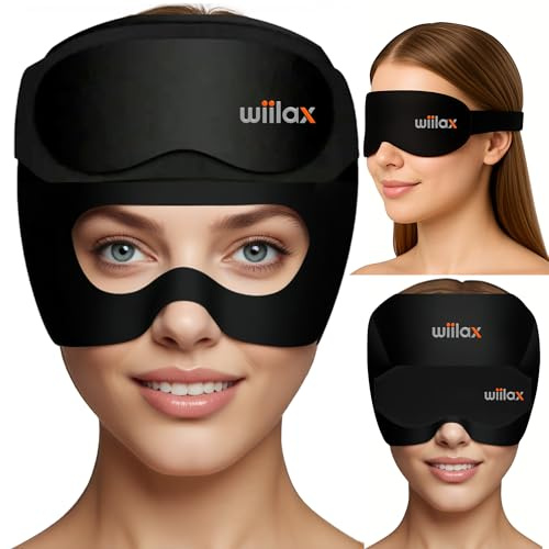 Masque Migraine Miracle avec Masque de Nuit|Bonnet anti Migraine Froid 360°|Casque Migraine|Masque Anti Migraine Froid et chaud|Bandeau Migraine| mal de tete|Headache relief Cap|Poche de Glace en Gel