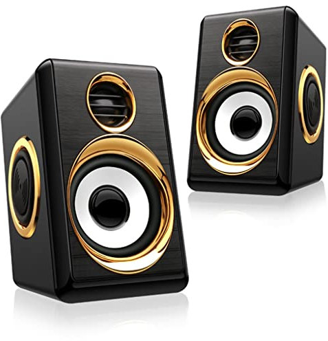 Boomboxes 1 par de altavoces USB + AUX para ordenador, con cable, amplificación de graves, 4 membranas para ordenador portátil, escritorio, 8 W, altavoces de alto rendimiento (color gris)
