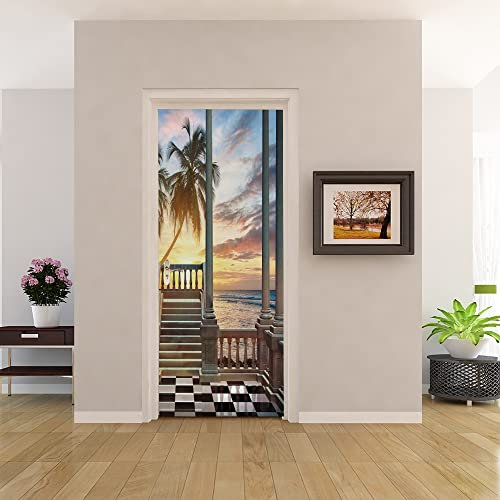 3D Türtapete Türaufkleber Selbstklebend 80x200 Türfolie Poster Fototapete Türbilder Türtattoos Wasserdichte Tür Stickers für Kinderzimmer Wohnzimmer Badezimmer Meer