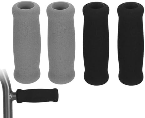 TUKEVA 4 Pcs Cuscinetti Di Ricambio Per Impugnature Copri maniglia per ausilio alla deambulazione impugnatura di ricambio per stampella Copertura Della Maniglia Della Stampella (Nero e Grigio 22 mm)