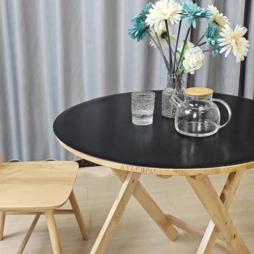 AYLFBFU Rund Plastiktischdecke 65cm - Matt Schwarz Tischfolie 2mm - Abwaschbar Anti-Oil Stain Verschleißfest Tisch Folie Schutz für Balkontisch