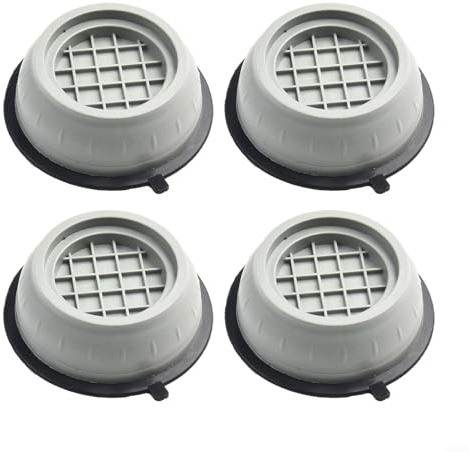 Lot de 4 patins en caoutchouc anti-vibrations pour machine à laver et sèche-linge - Réduction du bruit - Protections de sol (8,5 cm de diamètre inférieur)