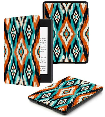 Étui pour Kindle Paperwhite 11e Génération 2021 & Signature Edition Léger, avec Fonction Auto Sleep/Wake,Non Compatible avec d'autres Liseuses Électroniques,Bleu-Orange Géométrie des Couleurs