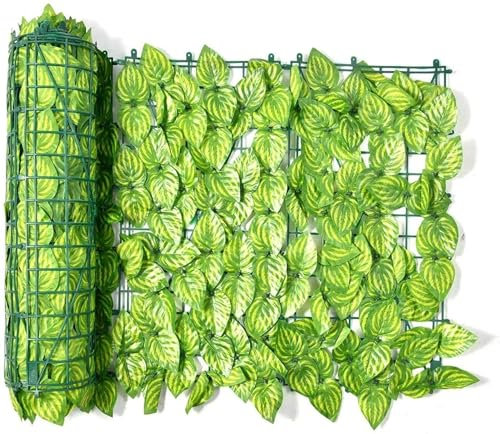 ABNNHK Valla de Hiedra Artificial Verde Resistente a la Intemperie, protección Solar para balcón, Patio, jardín, Exterior, seto Artificial, 1 x 10 m, Mejora