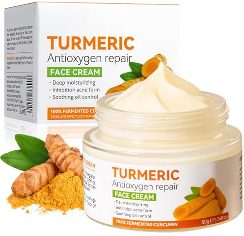 Crème Visage au Curcuma et à la Vitamine C, Crème au Anti Taches, Hydratant Anti-Âge, Cream Éclaircissante pour Les Taches Brunes, Les Rides, Cream Réparatrice, Hydratant et Apaisant, Radiant, 50g