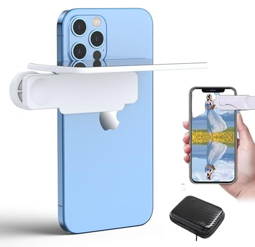 Mirror Effect Lens - Capture Stunning Reflections Instantly, Smartphone Camera Mirror Reflection Clip Kit. Clip Reflection Mirror for Phone Back Camera, for Outdoor Travel Photography (White)