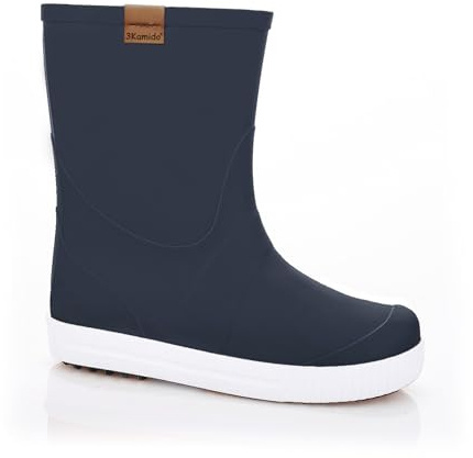 3Kamido GoStyle Stivali di gomma - stivali di gomma per bambini molto eleganti e alla moda, con nastro riflettente 3M, soletta antibatterica e suola antiscivolo (blu navy, 33/34)