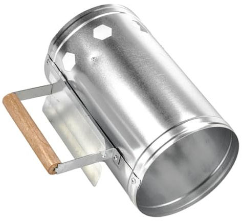 BCOATH Anzündkamin aus Verzinktem mit Hitzebeständigem Holzgriff Großer Luftzufuhr Schneller Holzkohleanzünder für Kamin Grill Camping und Outdoor Barbecue