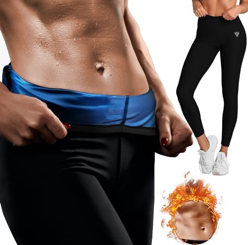 RDX Sauna Leggings for Women, REACH Compliant OEKO TEX 100 Certified, Compression Sweat Pants for Tummy Control, Adults Kids High Waist Adjustable Side Zipper Body Shaper, Gym Yoga Workout Fitness