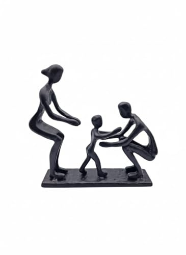 Leomarch Famiglia di 3 persone scultura – Metallo Art Figura – Statua simbolica per amore & coesione – Idea regalo per compleanno, anniversario di matrimonio o inaugurazione della casa