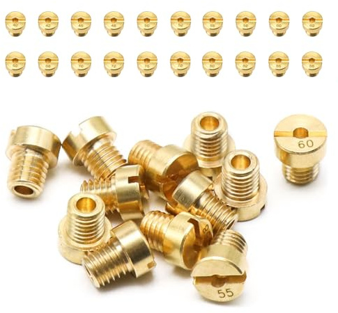 WestCH 20 Pezzi Getti Carburatore M6 Ugelli per Carburatore Getto Carburatore in Ottone 40, 42, 45, 48, 50, 52, 55, 58, 60, 62, 65, 68, 70, 72, 75, 78, 80, 82, 85, 88 für Motorrad Roller Schaltmoped