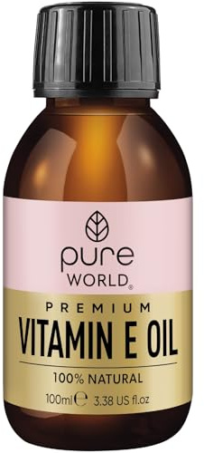 Pure World High-Strength Vitamin E Oil 70% Tocopherol. 100% Pure & Natural. Cold and Freshly Pressed Vitamin E Oil. Skin, Face, Hair, Nails – Antioxidant for Scars, Stretch Marks, Wrinkles & Dry Skin
