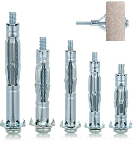 Hollow Wall Fixings Anchors: 44 Sets Heavy Duty Metal Plasterboard Cavity Wall Fixings, Hollow Wall Anchor for Plasterboard, Drywall Brick, Wood Doors, Thin Metal Concrete, Masonry, Drywall, Brick