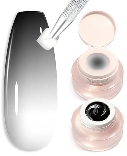 Shining She Ombre gelnagellack, 1 st svart patentmålning gel nagelpoleringsset för färggradient nageldesign, fransk manikyr, lämplig att kombinera med färgade geler, gradienteffekt gör-det-själv, 2 g