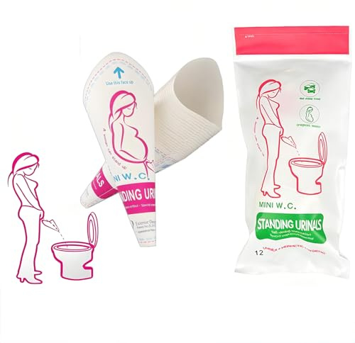 IFUDE 12 Stück Tragbare & auslaufsichere Pinkelhilfe Urinella für Frauen, Einwegpapier Uriniergerät Tasse, Urinsammlung für Frauen,Schwangere,Wandern, Reisen, Autofahrten & Postoperative Erholung