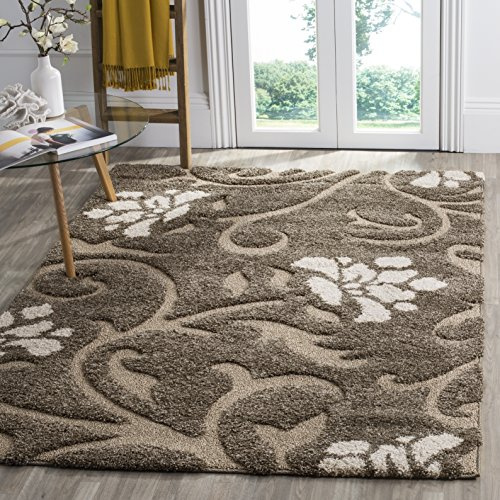 SAFAVIEH Florida Shag Collection Area Rug - 5'3 x 7'6, Smoke & Beige, Floral Design, Non-Shedding & Easy Care, 1.2-inch Thick Ideal for High Traffic Areas in Living Room, Bedroom (SG464-7913)