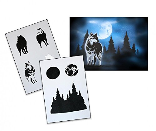 UMR-Design AS-094 Wolf Airbrushschablone Step by Step Grösse L