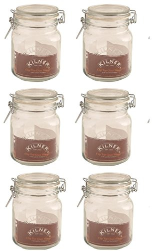 6 x Kilner Clip Top Glass Storage Jar - Quadrat 1,5 Liter