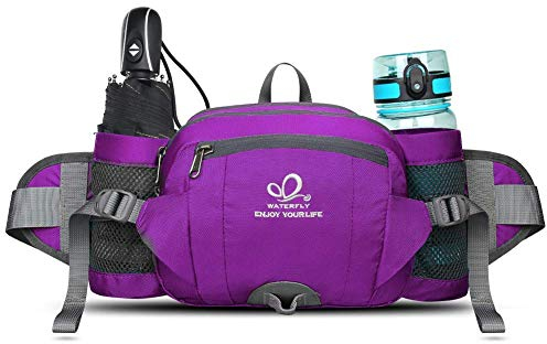 WATERFLY Gürteltasche mit Flaschenhalter, Gurt Verstellt Bauchtasche Hundetraining Handyfach Wasserdicht Hüfttasche für Wandern Reise Camping