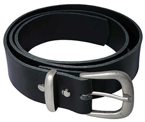 Wolfszeit Gürtel BERLINGR aus schwarzem Rindleder mit massiver Schnalle in Altsilber (95cm)