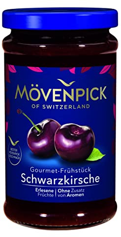 Mövenpick Gourmet-Frühstück Schwarzkirsche | Premium Fruchtaufstrich | 250g | Ausgewählte Früchte | Mit Fruchtstückchen | Für Frühstück & Brunch | Schonend zubereitet | Ohne Zusatzstoffe
