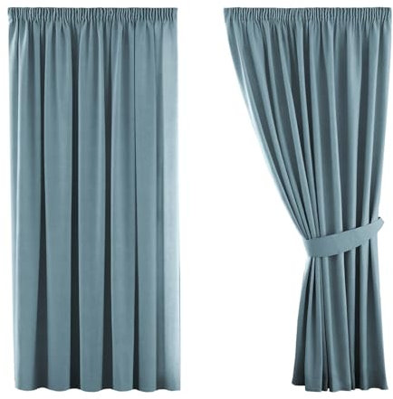 H.Versailtex 2 Panels Citadel Blackout Curtains Thermal Insulated Pencil Pleat Short Curtain Drapes Room Darkening & Energy Saving for Bedroom/Kitchen with Two Matching Tiebacks, 46 Width x 54 Drop
