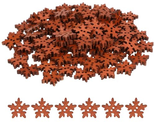 rosenice Holz-Weihnachten Schneeflocke Form 2 Löcher Tasten für Nähen, Scrapbooking Karte machen Verzierungen – 100 Stück