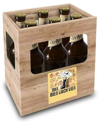 Bull & Bear Bierträger personalisiert, 6x 0,33l Bier Export Urtyp Das Bier nach Vier mit Name, 5,1% vol., lustiges Biergeschenk für Männer, Vatertag, Geburtstag