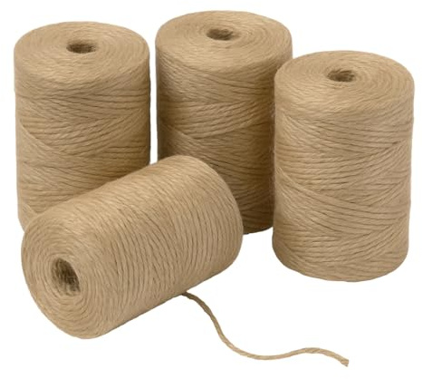 Gardzen 4 Pack Natural Jute Twine String (328 ft Each), 3-Ply Durable Brown Craft Twine for Gardening, Gift Wrapping, Flower Bouquet, Arts & Crafts, Hemp & Burlap String for DIY Projects