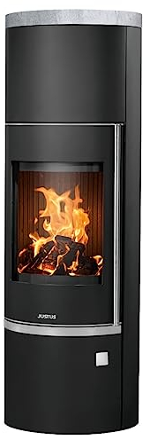Justus 5693 11 Faro W+ 2.0 Kaminofen Stahl Schwarz mit Speckstein-Abdeckplatte/A+