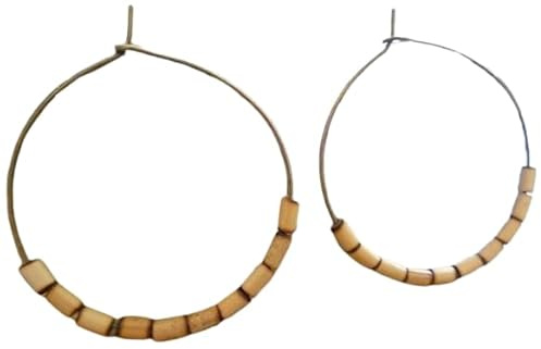 ⊹⊱✿ SUPERLEICHTE BRONZE TRIBAL BOHO GYPSY CREOLEN AUS BAMBUS HOLZ ✿ ⊰⊹ Ohrringe mit Naturholz
