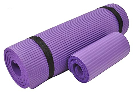 Fitvids All Purpose 1/2-Inch Extra Thick High Density Anti-Tear Exercise Yoga Mat and Knee Pad with Carrying Strap, Purple