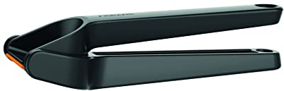 Fiskars Knoblauchpresse mit ausklappbarem Gittereinsatz und Schaber, Länge: 16 cm, Kunststoff/Metall, Functional Form, Schwarz, 1028361