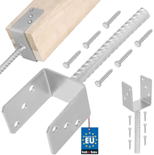 KOTARBAU® U Pfostenträger zum einbetonieren 81 mm Alle Größen Lichte Breite 51mm-161mm Riffelstahl Betonanker für Holzpfosten Feuerverzinkt Steindolle Fest Bodenhülse Stahl Anker