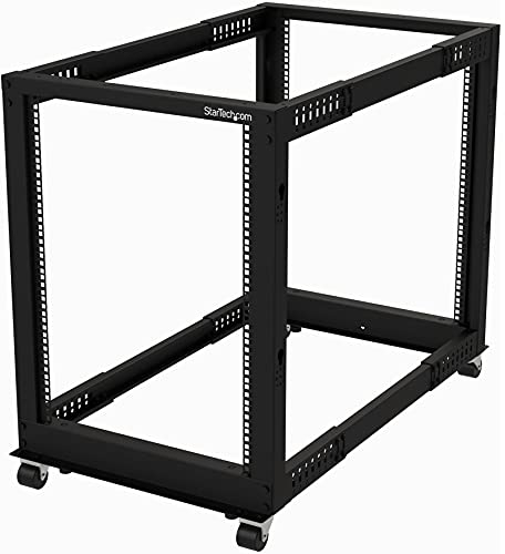 StarTech.com Server Rack 15U 19 a 4 Montanti a Telaio Aperto - Armadio Rack di Rete con Ruote, Piedini di livellamento/montaggio a pavimento, Rack dati per Apparecchiature AV/Dati/IT (4POSTRACK15U)