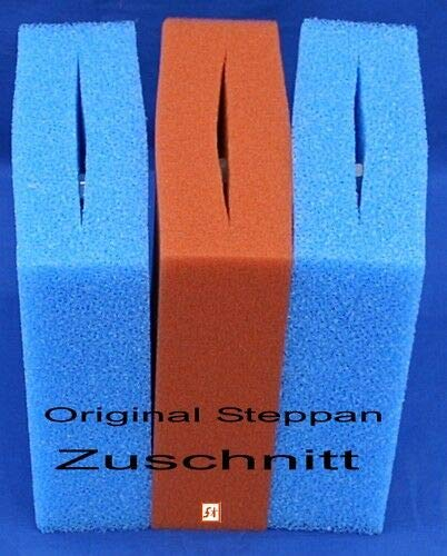 Steppan® Filterschwamm 2 x Blau und 1 x Rot geschlitzt passend für Oase Biotec 5 25 x 25 x 8 cm Blau Grob = PPI 10 Rot Fein = PPI 30 1 Set