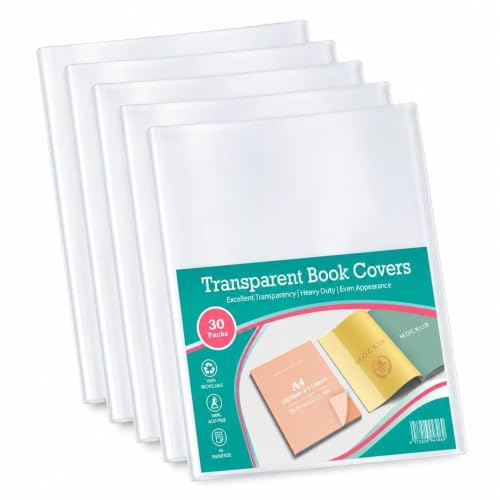 Agoer 30x Protege Livre DIN-A4-0,15 mm Couvertures de Cahier Transparent Couvre Livre A4, Protège-Cahiers à Reliure Housses de Protection pour Papier 430 x 305 mm