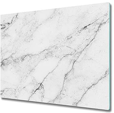 Planche à Découper pour la Cuisine 60x52 cm Avec Impression Décoration Résistant à la Chaleur Modernité Symétrique Contact Alimentaire Bords Polis Pieds Antidérapants - Marbre
