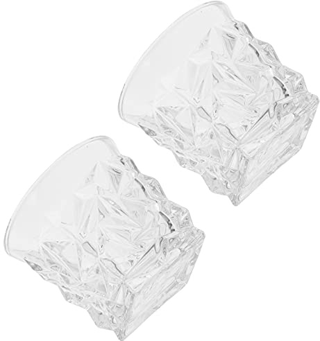 Happyyami 2 Pcs Lead- Whiskey Glasses Unique Drinking Tumblers for Whisky Juice Smoothie Milk for Home Parties