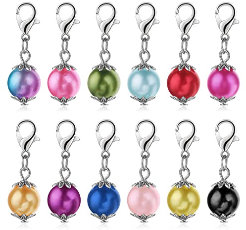ASTER 12 mini ciondoli con chiusura a moschettone per gioielli, con perline, marcatori, staccabili, chiusura a moschettone, ganci per la creazione di gioielli, accessori fai da te (3 cm, 12 colori)