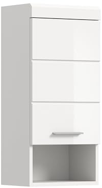 xonox.home - Hängeschrank Linus 30x77x23 cm in weiß und weiß Hochglanz - Badezimmerkombination Badmöbel Badset - Pflegeleichte Oberfläche funktional und hochwertig verarbeitet