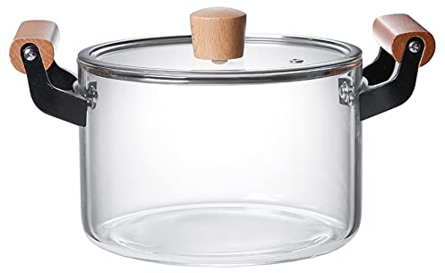 Glas-Saucepan 3.5liter, Borosilikatglas, Kochtopf mit Deckel, Sauce-Pfanne für Milch, Suppe, Gemüse,3.5l