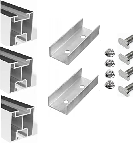 NAKA 3-er Set Aluprofil 40 x 40 cm PV Solaranlage | Photovoltaik Montageschiene PV-Anlage | Aluminiumprofil mit Schrauben & Profilverbinder | Systemprofil Typ T Montageprofil 80 mm