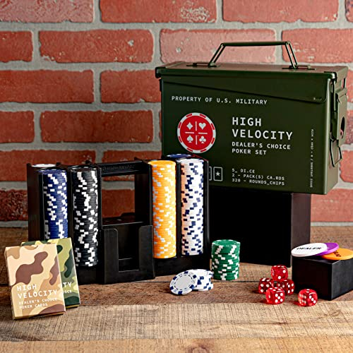 Kölbs Titan LSO Poker Set, Tactile Box Contains The Ultimate Poker Set - Playing Cards, Poker Chips Set & More, Case and Set Also for Texas Holdem, Blackjack Plus, Groomsmen Gifts for Men (with Dice)