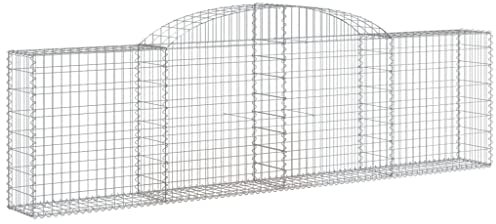 vidaXL Paniers à gabions arqués 4 pcs 300x30x80/100 cm fer galvanisé, gabion, cage de gabion, panier de mur de gabion, mur de gabion