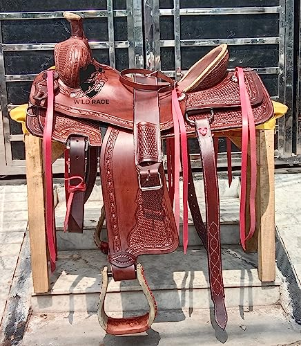 WILD RACE Premium Leder Western Roping Ranch Pferdesattel/Premium Leather Western Roping Ranch Horse Saddle (14)