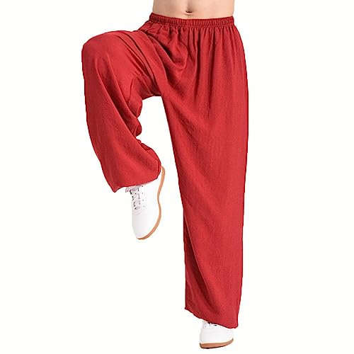 StoyRb Pantalones De Tai Chi para Hombres Y Mujeres, Pantalones De Artes Marciales, Pantalones De Kung Fu, Pantalones De Linterna De Yoga, Pantalones De Jogging,002,XXL