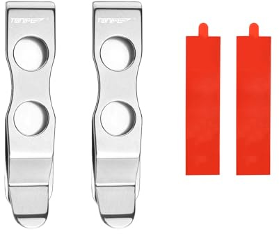TONIFE Multifunktionellt fickclips Monterbart fickclips för smartphones, fäst med 3M VHB-lim, fickclips i rostfritt stål, 2-pack (Polering x2)