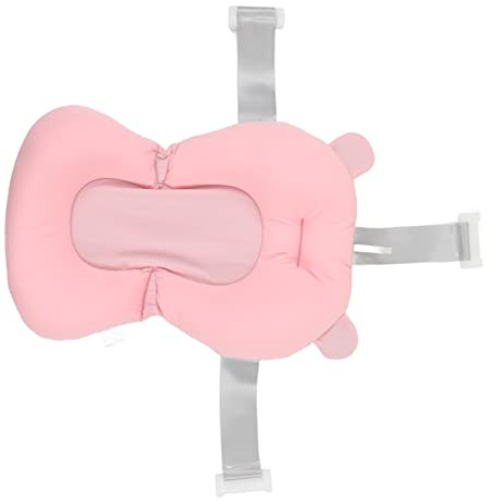Cojín para Baño de bebé, Alfombrilla para Bañera para Recién Nacido con Red de Apoyo para Baño Infantil y Asiento Flotante Antideslizante (oso rosa)