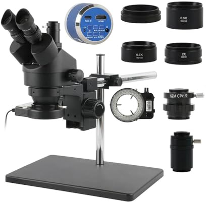 Mikroskop-Zubehör-Kit 48MP VGA HDMI USB 2K 4K Digitale Mikroskopkamera 3,5X-90X Simul Fokales Trinokular-Stereomikroskop, geeignet for PCB-Telefon-Lötreparaturen Mikroskopische Objektträger (Size : 4